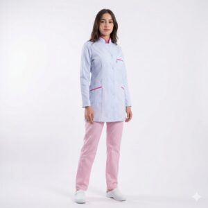 Blouse femme col officier + billet rose