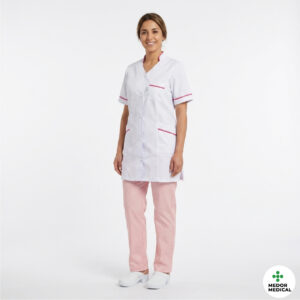 Blouse rose demi manche coll V