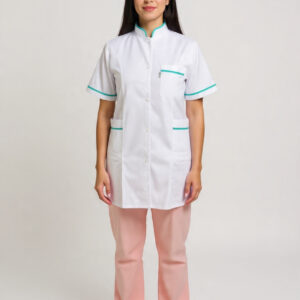 Blouse Médicale Demi Manche Col Officier Turquoise en Tunisie
